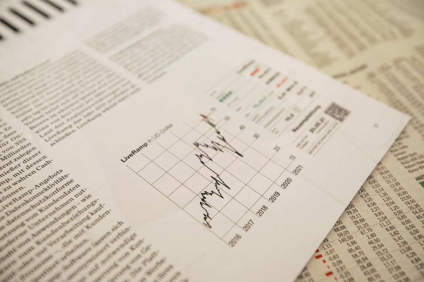 A financial chart on paper