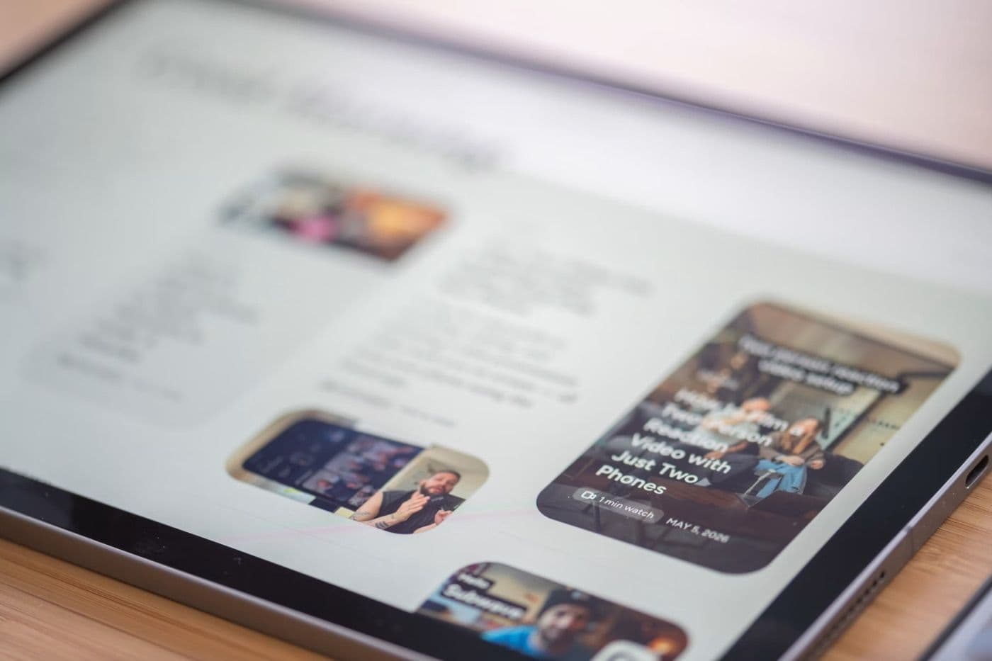 A website on a tablet screen