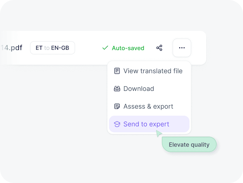 File menu with the Send to expert option